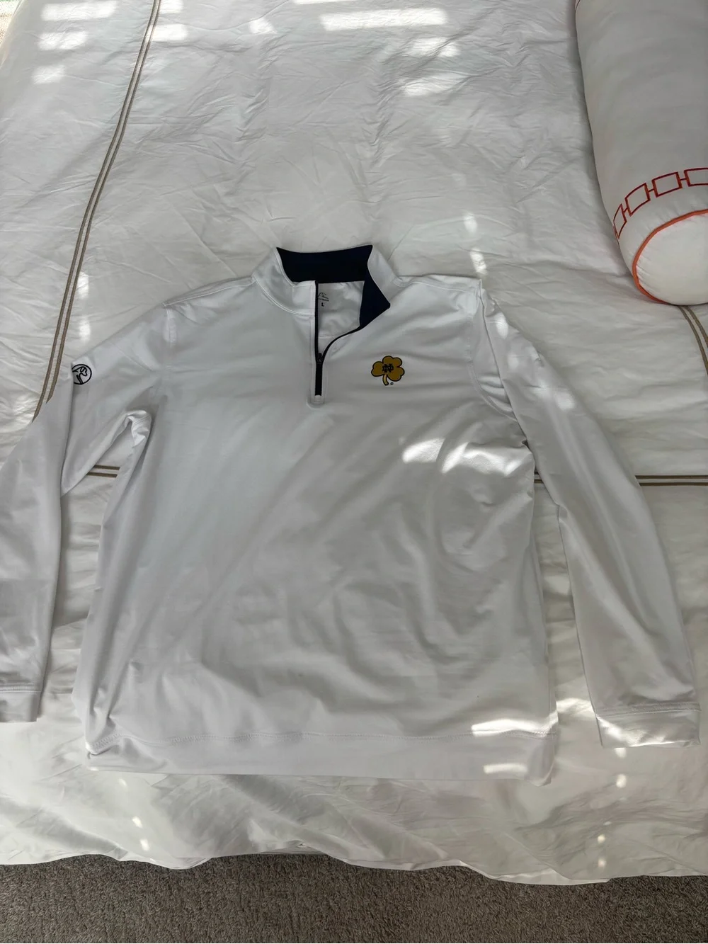 Notre Dame Rhoback White Lightweight Quarter-Zip Pullover